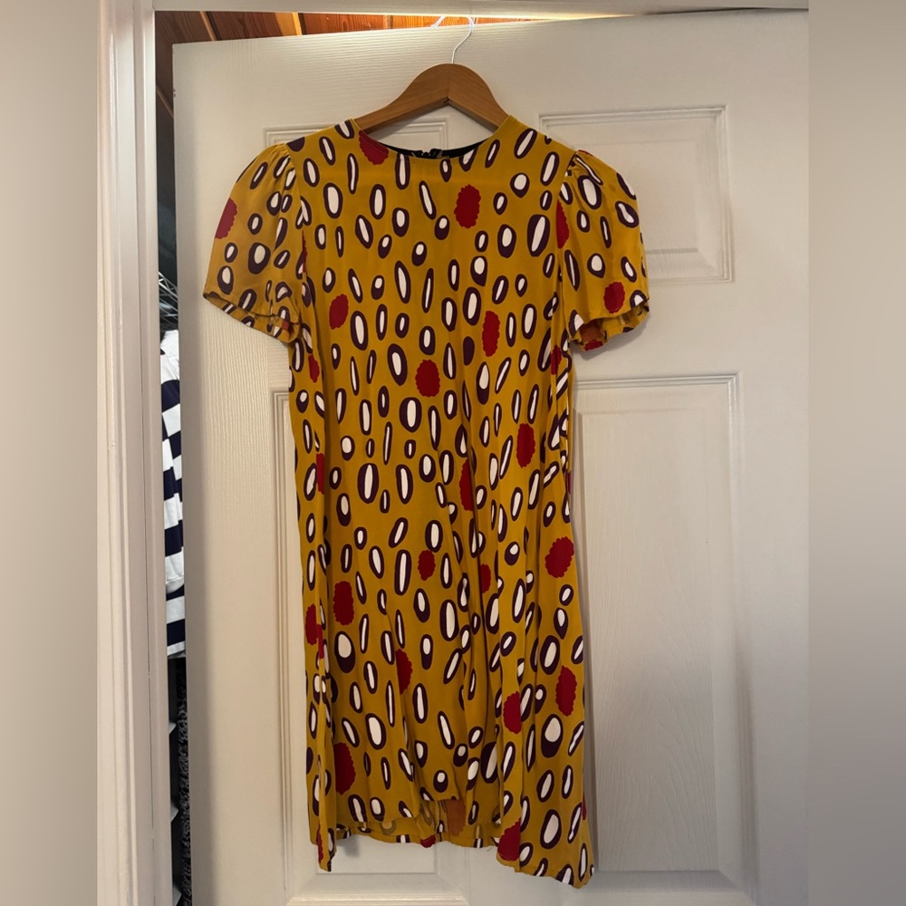 Nooworks Yellow Raspberry Print Molly Dress Size Small, EUC